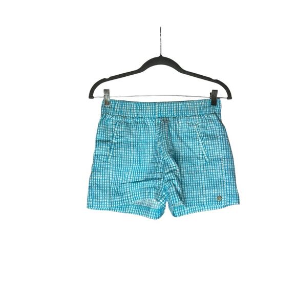 Lilly Pulitzer 4” Lilo 100% Linen Mid Rise Pull On Blue & White Gingham Shorts - Picture 1 of 6
